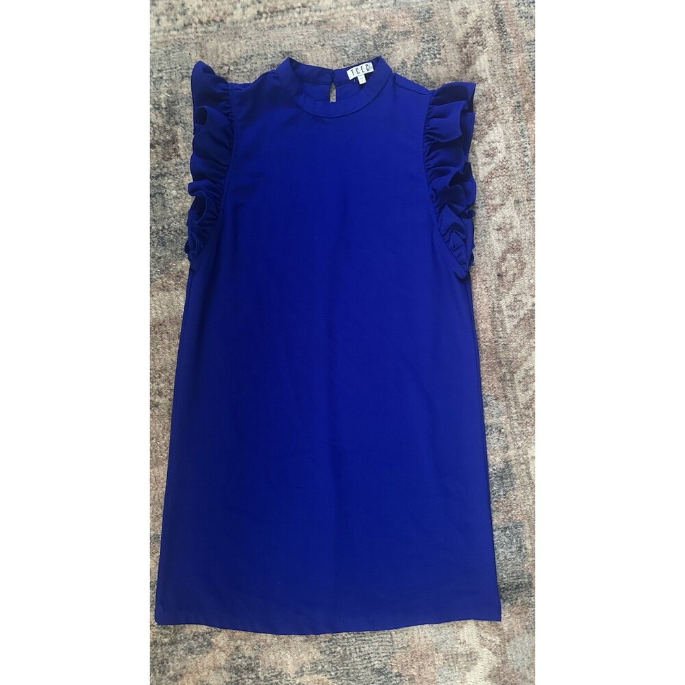 TCEC Blue Flutter Preppy Sleeveless Boutique Dress S